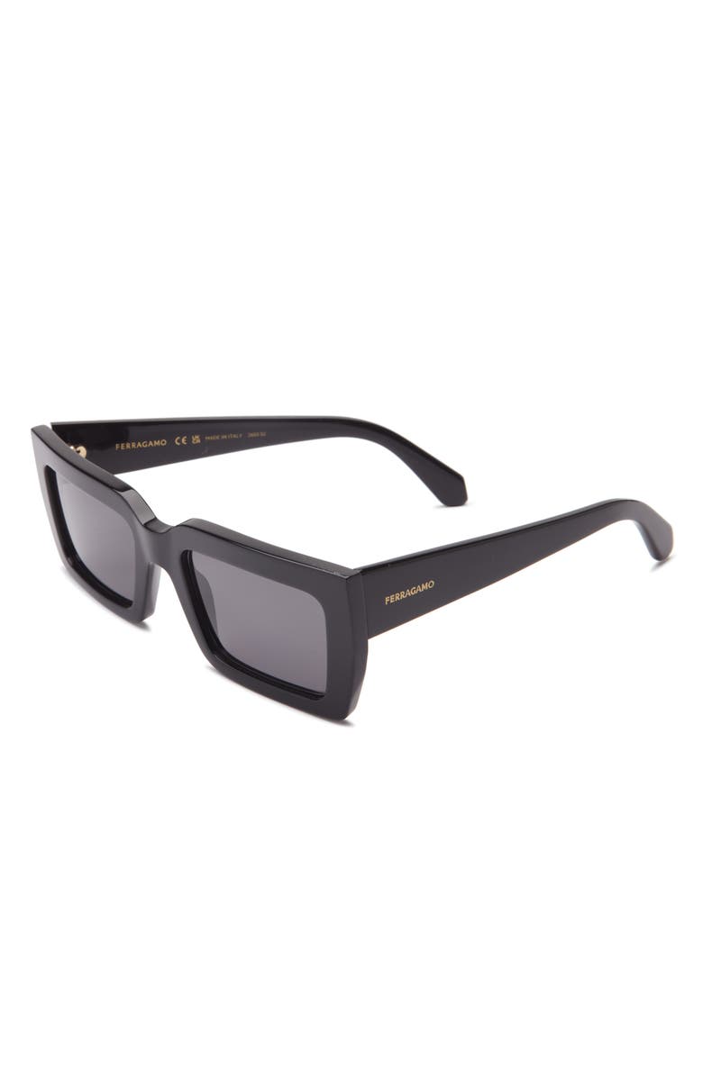 FERRAGAMO 54mm Rectangular Sunglasses, Alternate, color, Black