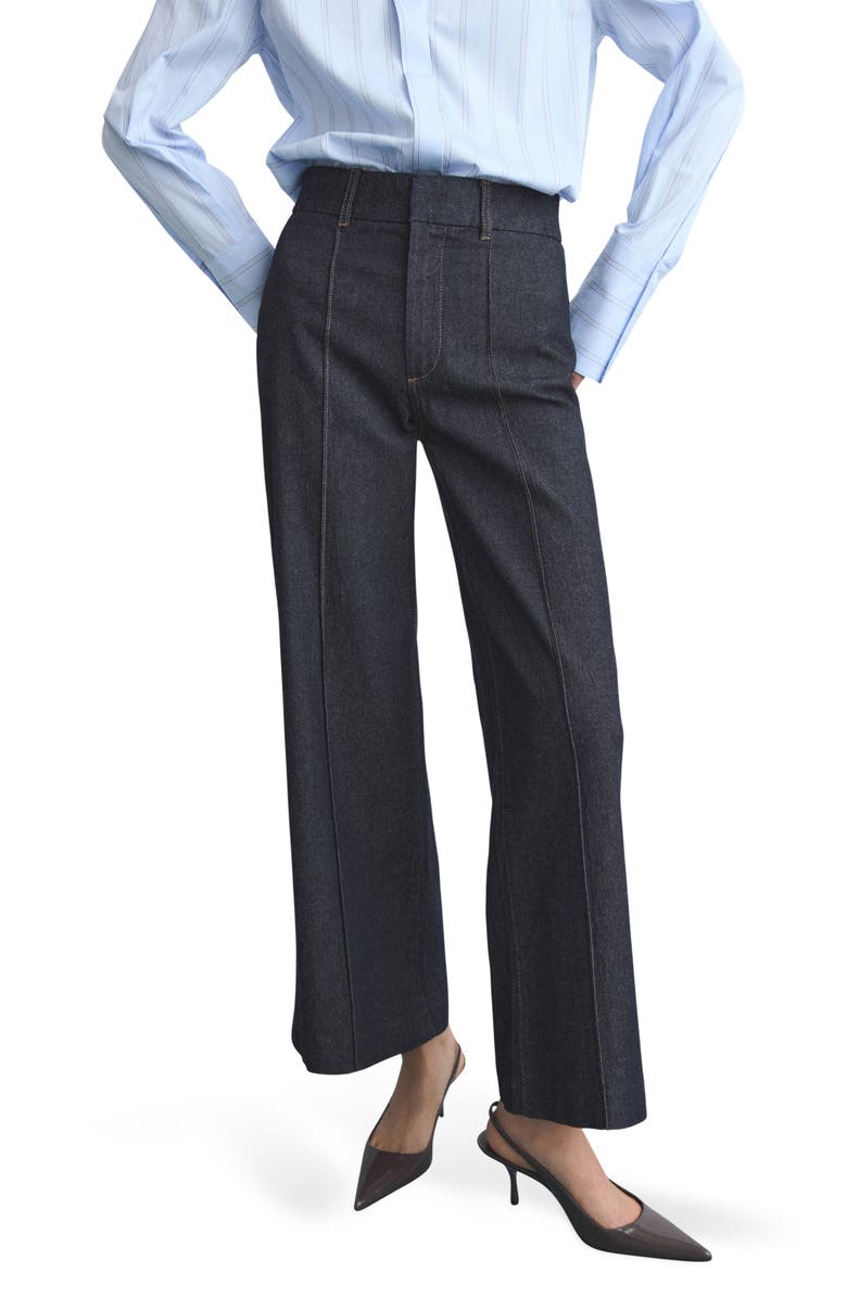 MANGO High Waist Culotte Trouser Jeans, Main, color, Open Blue