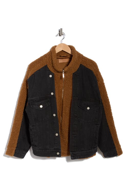 Blanknyc High Pile Fleece Trim Denim Jacket In Black