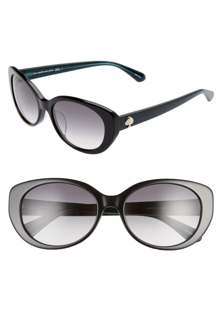 everett 56mm special fit gradient cat eye sunglasses, Main, color, BLACK