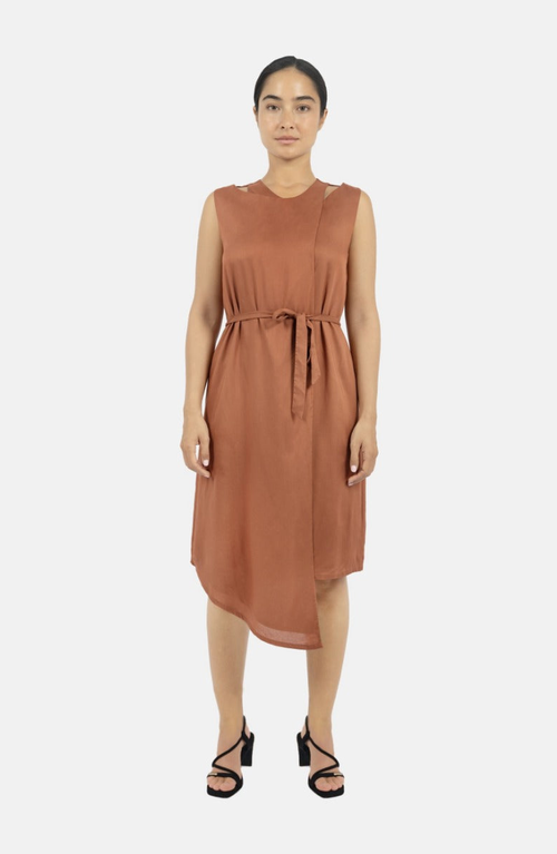 1People-US Funchal Asymmetric Wrap Dress in Dark Red  product