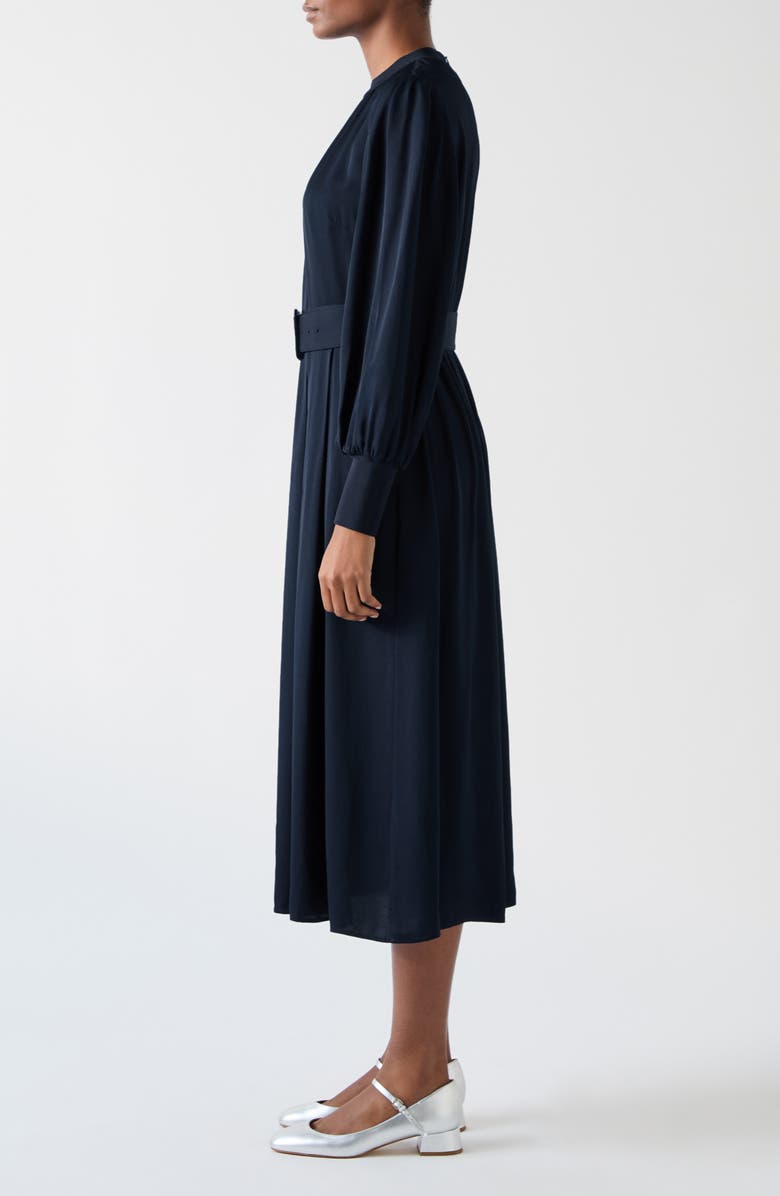LK Bennett Rosanna Belted Long Sleeve Maxi Dress, Alternate, color, Navy