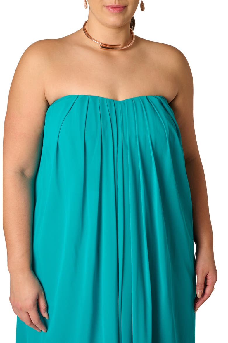 Strapless Chiffon Gown, Alternate, color, TURQUOISE