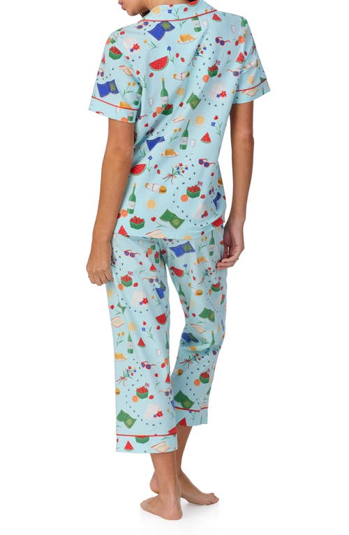 Shop Bedhead Pajamas Print Stretch Organic Cotton Jersey Crop Pajamas In Garden Grazing