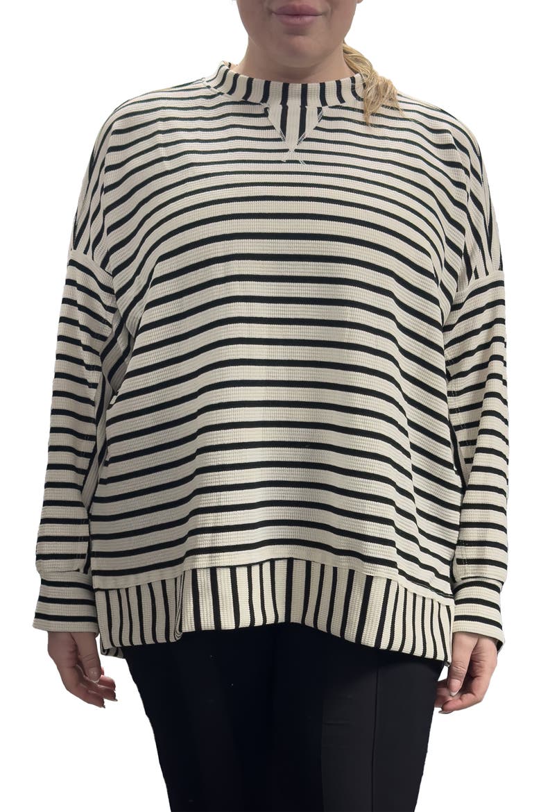 Stripe Thermal Knit Top, Main, color, BLACK WHITE