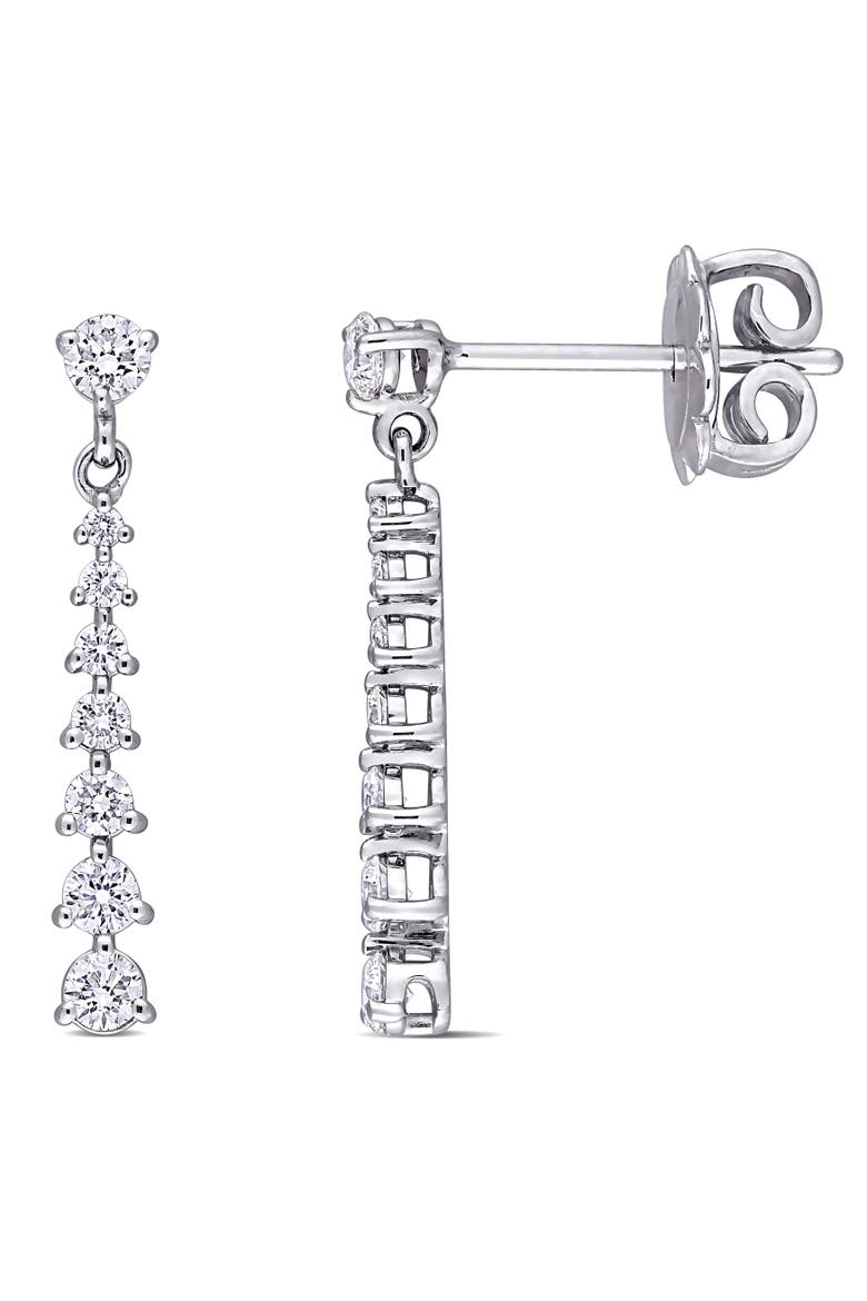Diamond Graduated Drop Earrings 14k, Main, color, White Gold
