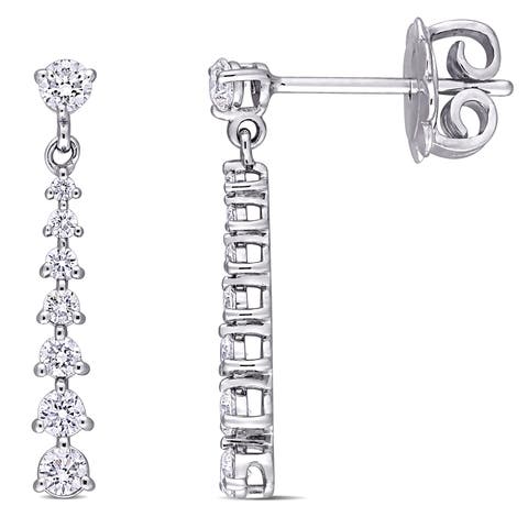 Diamond Graduated Drop Earrings 14k