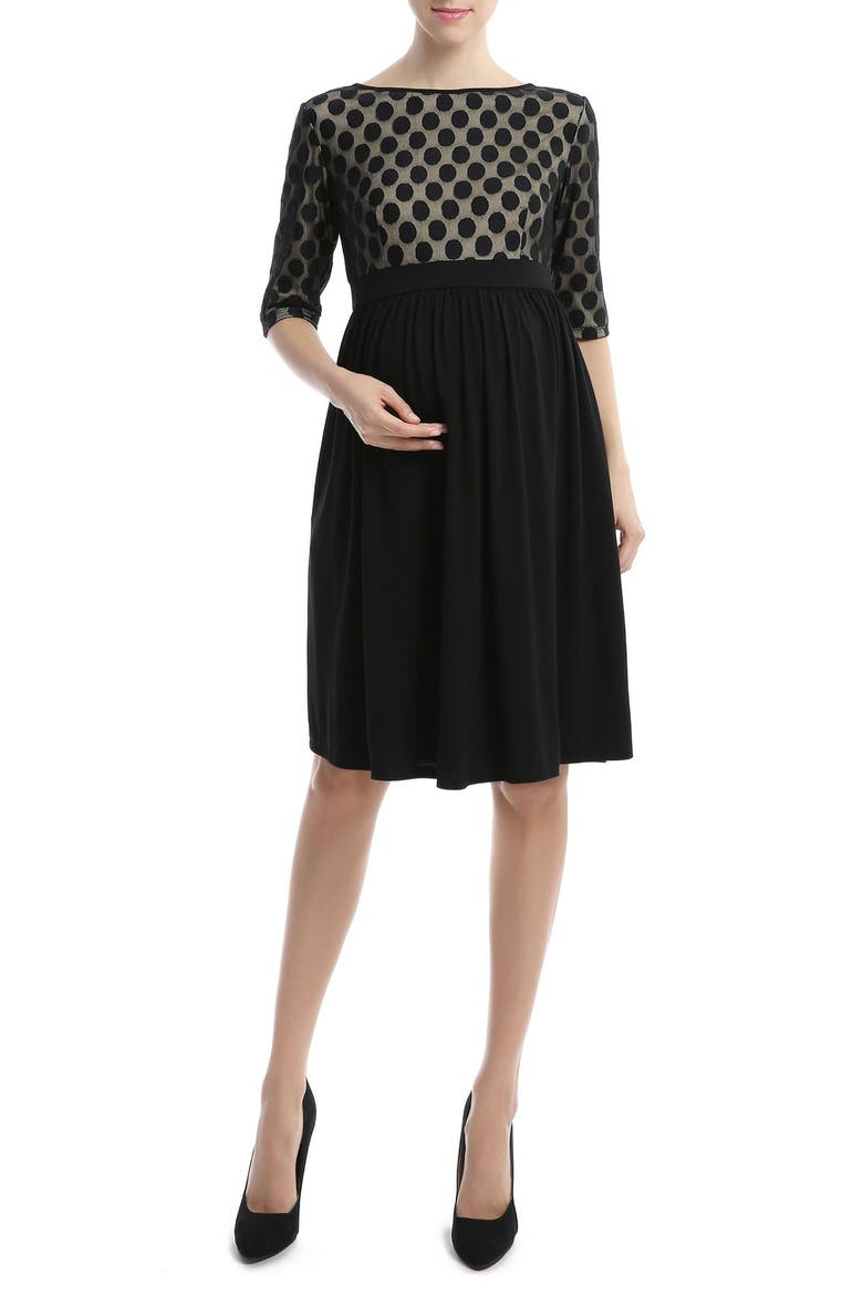 'Charlie' Maternity Dress, Alternate, color, BLACK/ BEIGE