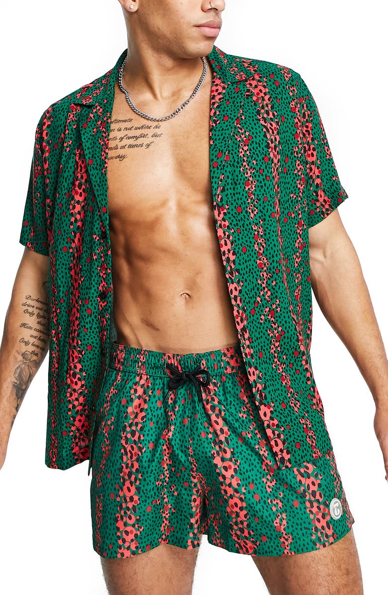 Topman Revere Short Sleeve Button-Up Shirt, Main, color,