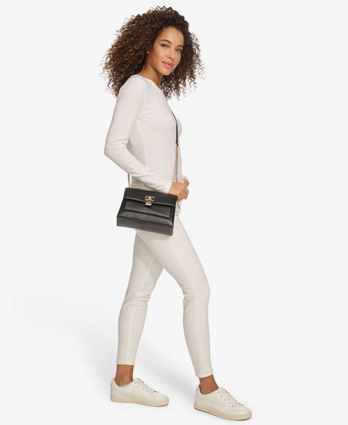 Dkny Evie Flap Shoulder In Blk/gold