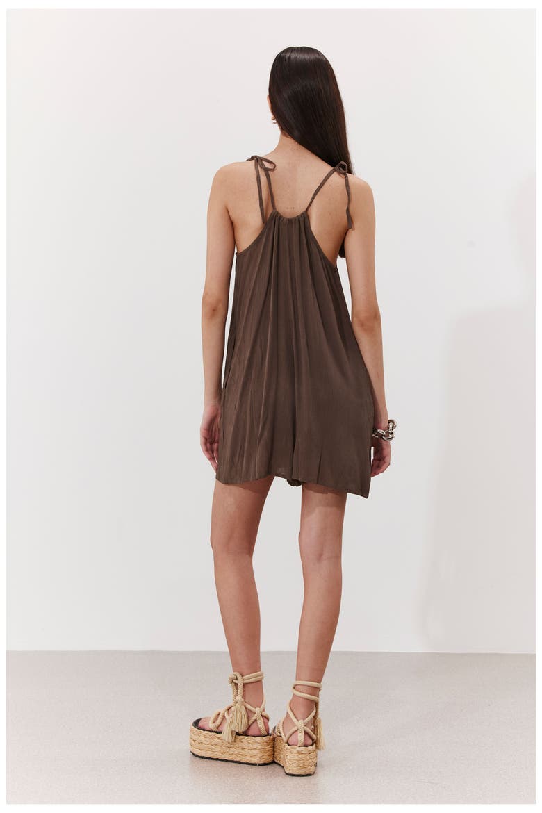 Solena Crêpe High Neck Romper Cover-Up, Alternate, color, Khaki
