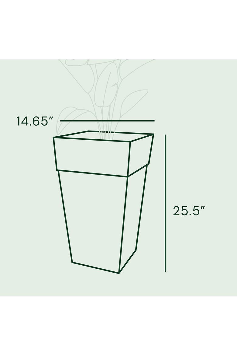 25 Inch Tall Finley Tapered Square Planter, Casper White, Alternate, color, White