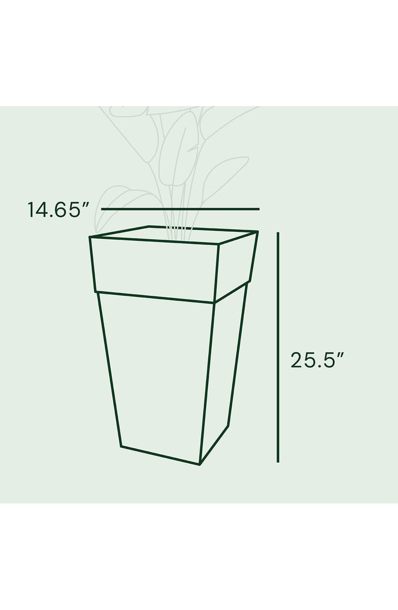 Bloem 25 Inch Tall Finley Tapered Square Planter, Casper White, Alternate, color, White