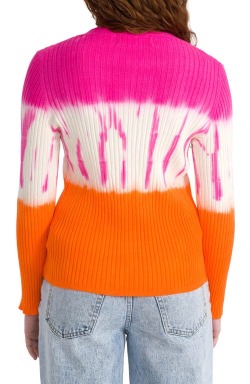 Seven7 Tie Dye Ribbed Cardigan In Persimmon Orange Combo