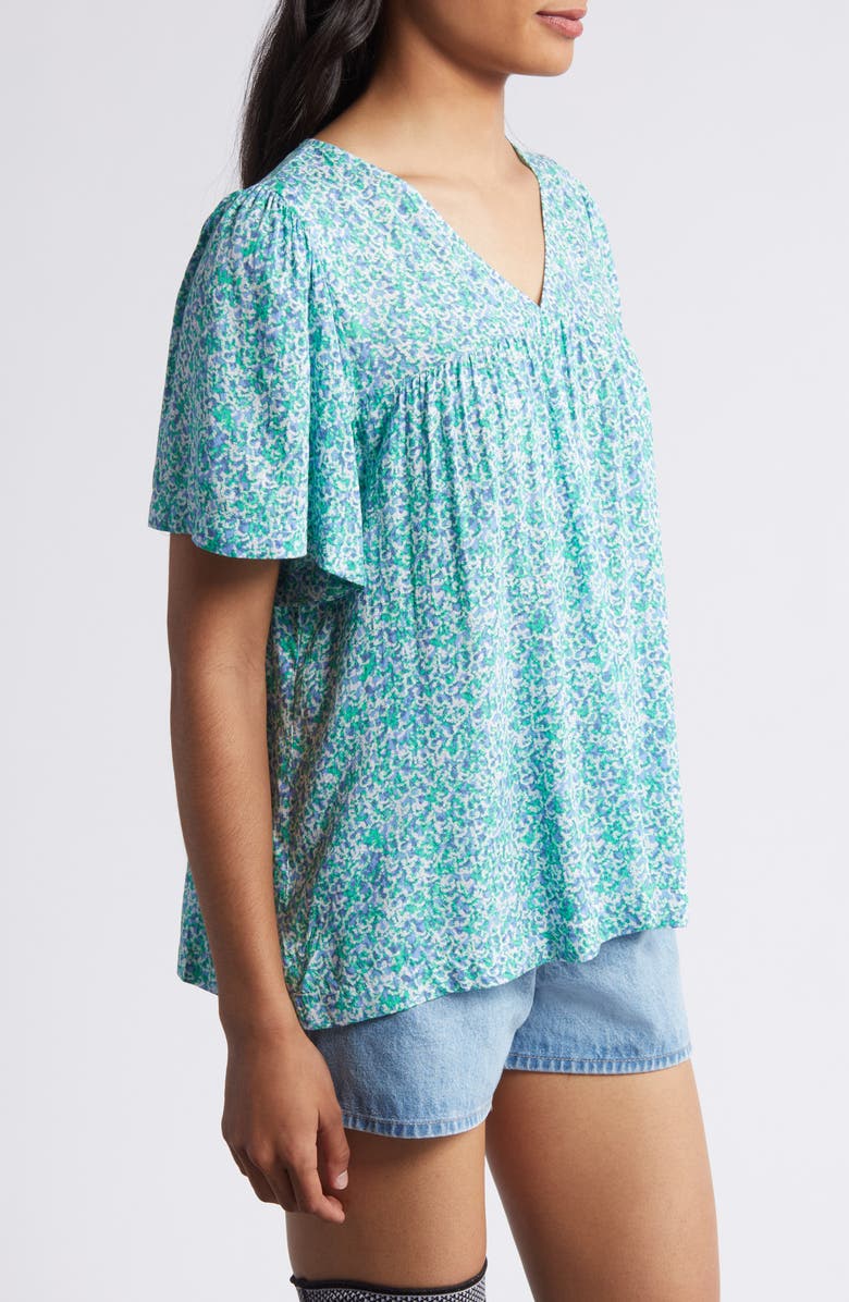 Caslon<sup>®</sup> Print V-Neck Gauze Top, Alternate, color, Blue Cornflower Organic Geo