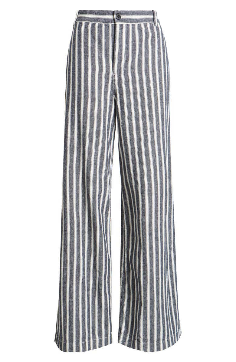 Madewell Zoe Relaxed Fit Wide Leg Linen & Cotton Pants, Alternate, color, Stripe Twill