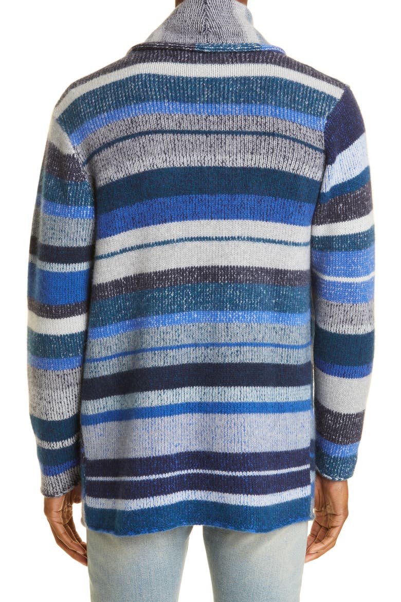 Italy Cashmere Smoking Jacket, Alternate, color, SILVER/ NAVY/ MULTI