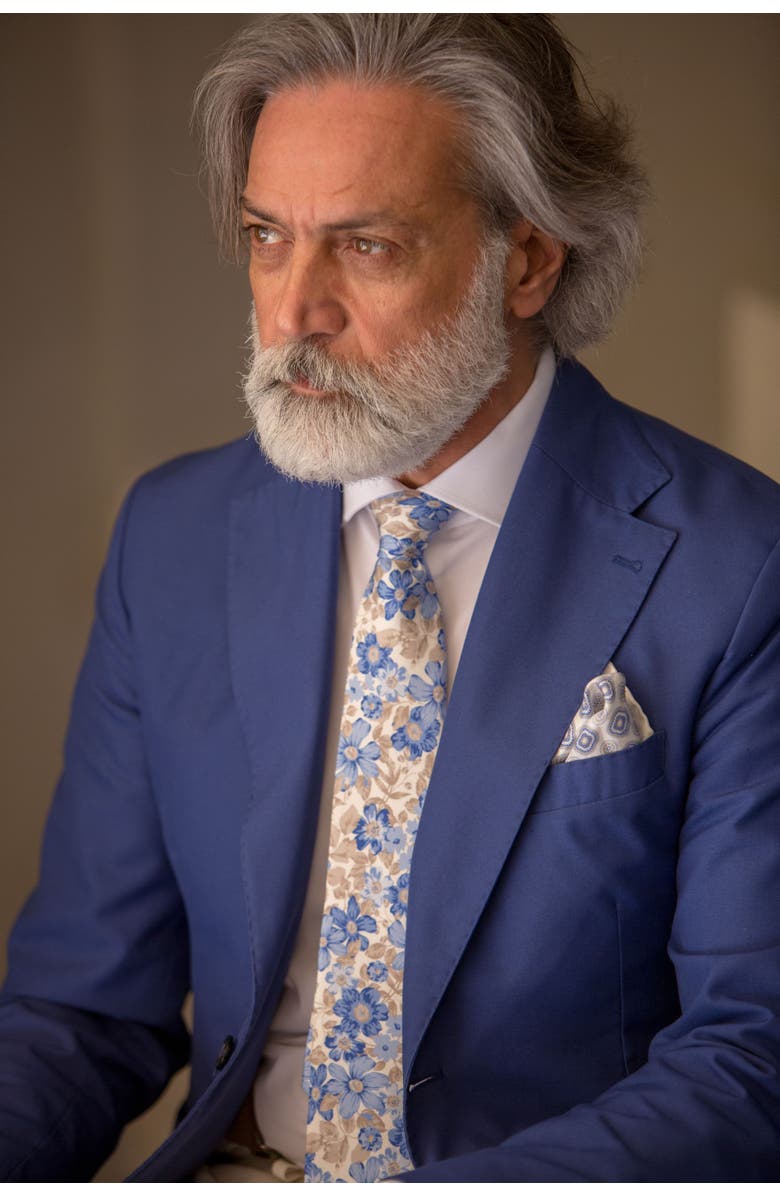 Elizabetta Altamura - Printed Silk Tie for Men, Main, color, Blue
