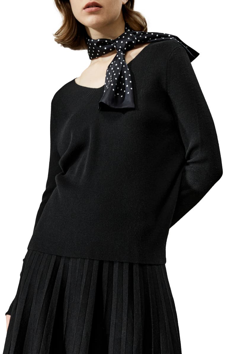 Lilysilk V-neck Ultra-fine Merino Wool Sweater, Main, color, Black