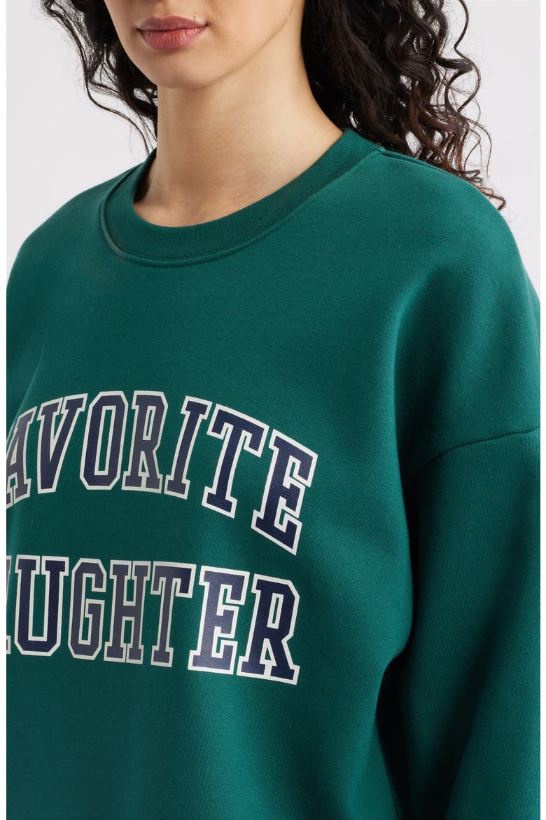 The Collegiate Logo Crop Sweatshirt, Alternate, color, PINE/ NAVY
