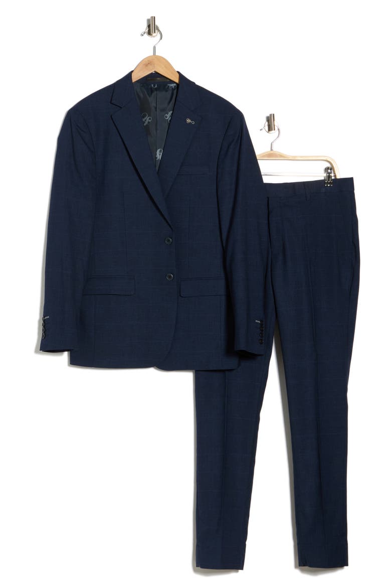 Classic Fit Windowpane Suit, Main, color, NAVY