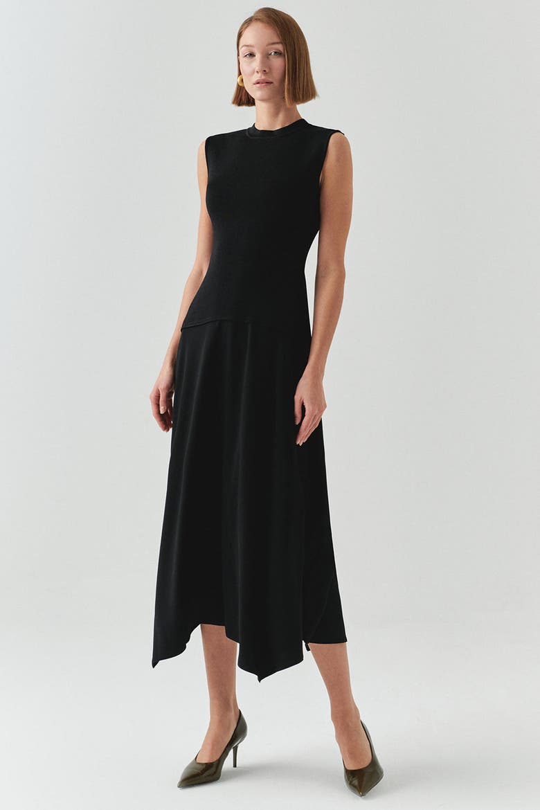 Hadlee Midi Dress, Alternate, color, BLACK