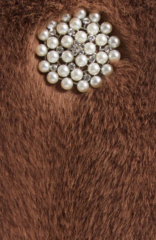 Cinq À Sept Pearl-embellished Faux-fur Coat In Brown