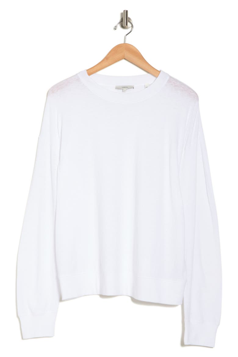 Cotton & Linen Sweatshirt, Alternate, color, OPTIC WHITE