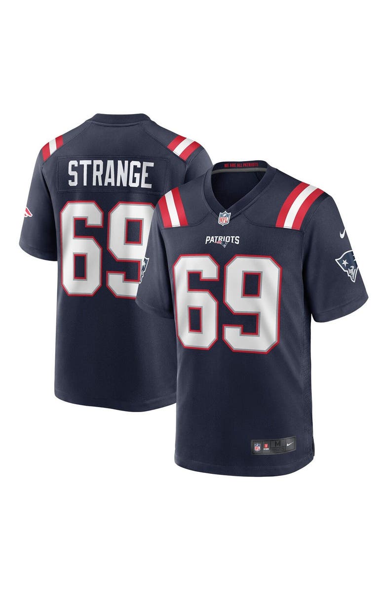 Nike Men's Nike Cole Strange Navy New England Patriots Player Game Jersey, Main, color, 
