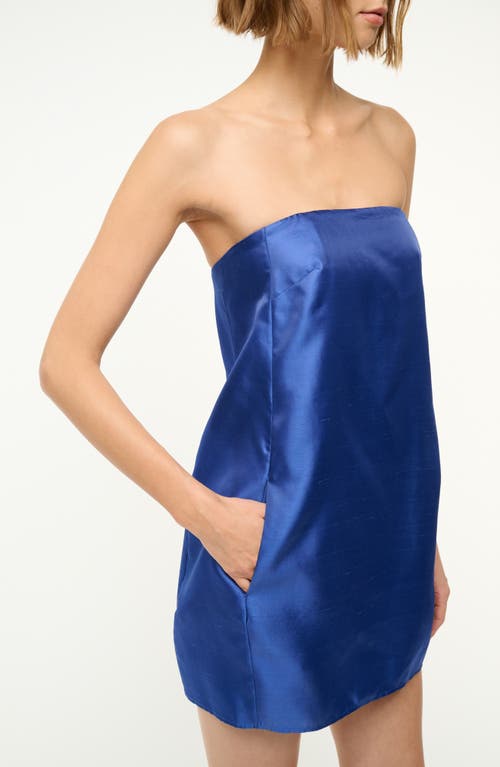 Staud Lidia Strapless Satin Minidress In Deep Sea