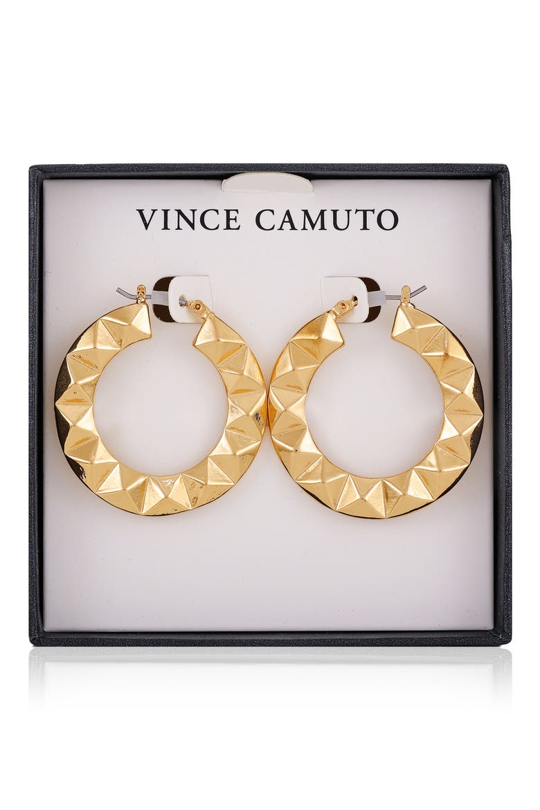 Studded Hoop Earrings, Main, color, GOLD TONE