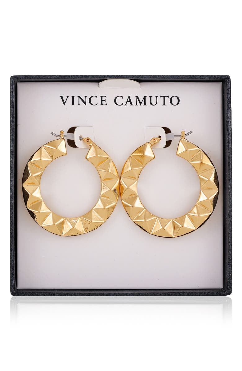 Vince Camuto Studded Hoop Earrings, Alternate, color, Gold Tone