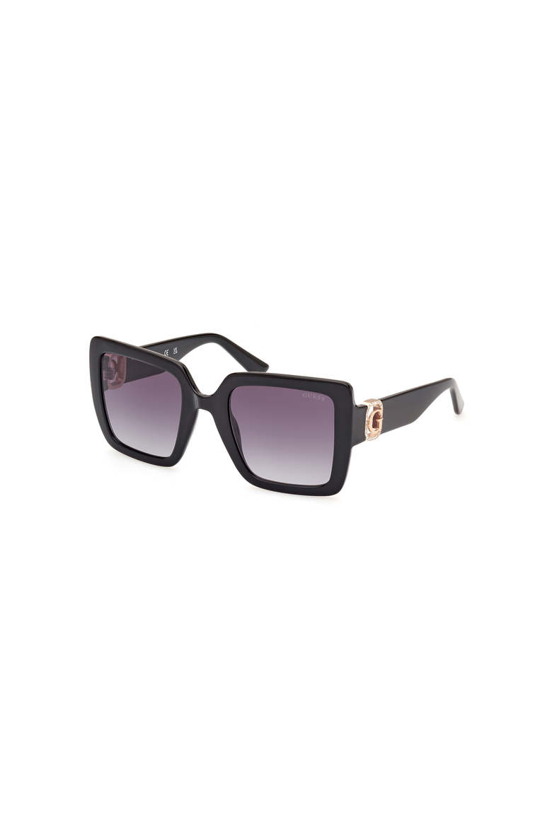 Oversized Square Acetate Sunglasses, Main, color, Shiny Black / Gradient Smoke