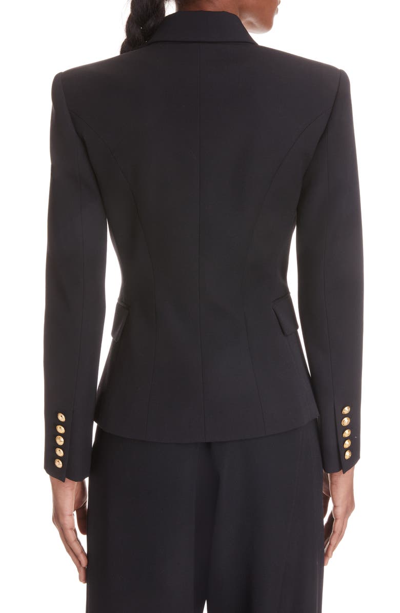 Balmain Double Breasted Wool Blazer, Alternate, color, 