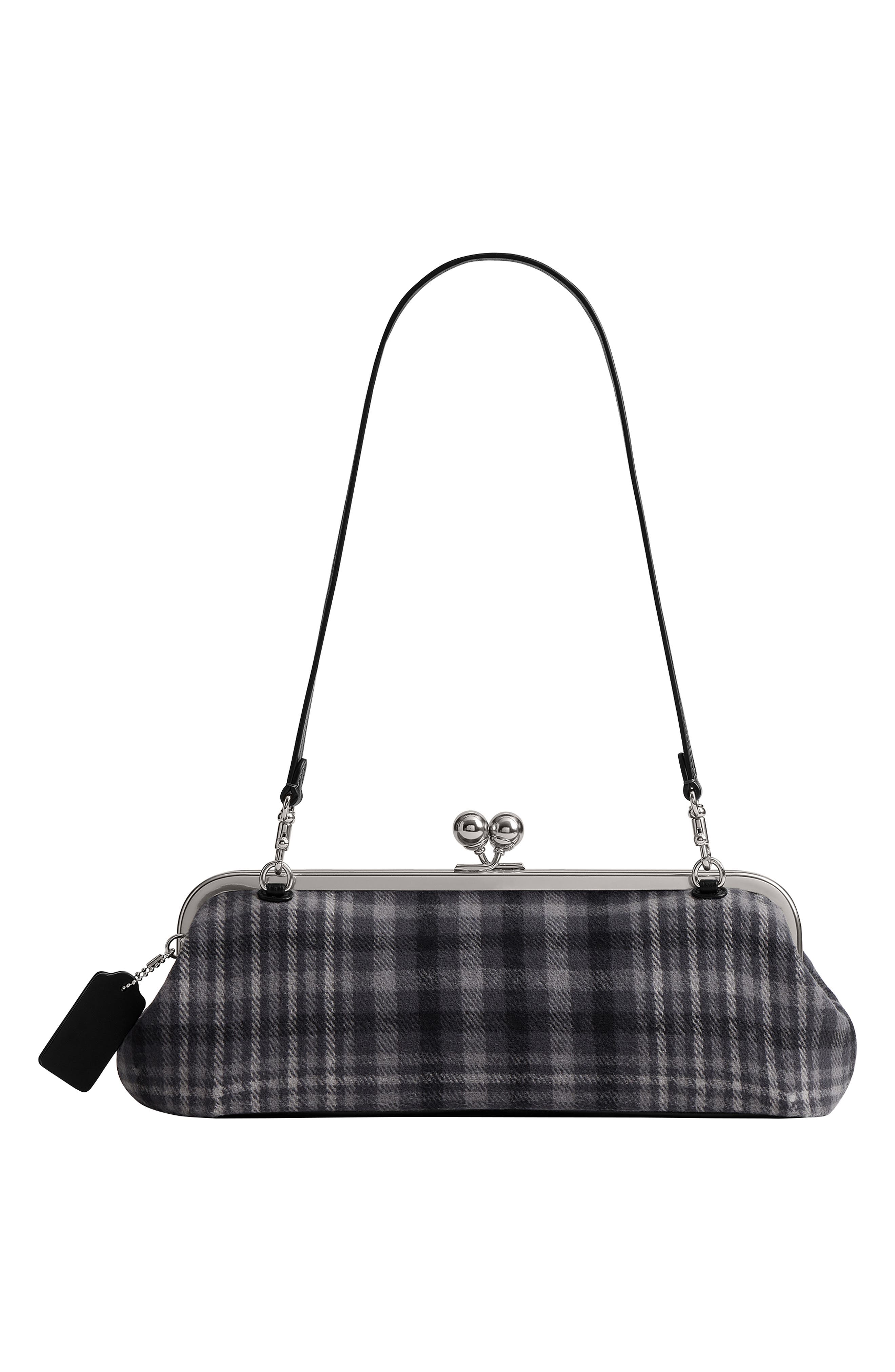 Kisslock Frame Bag 30 Plaid Clutch, Alternate, color, LH/ GREY MULTI