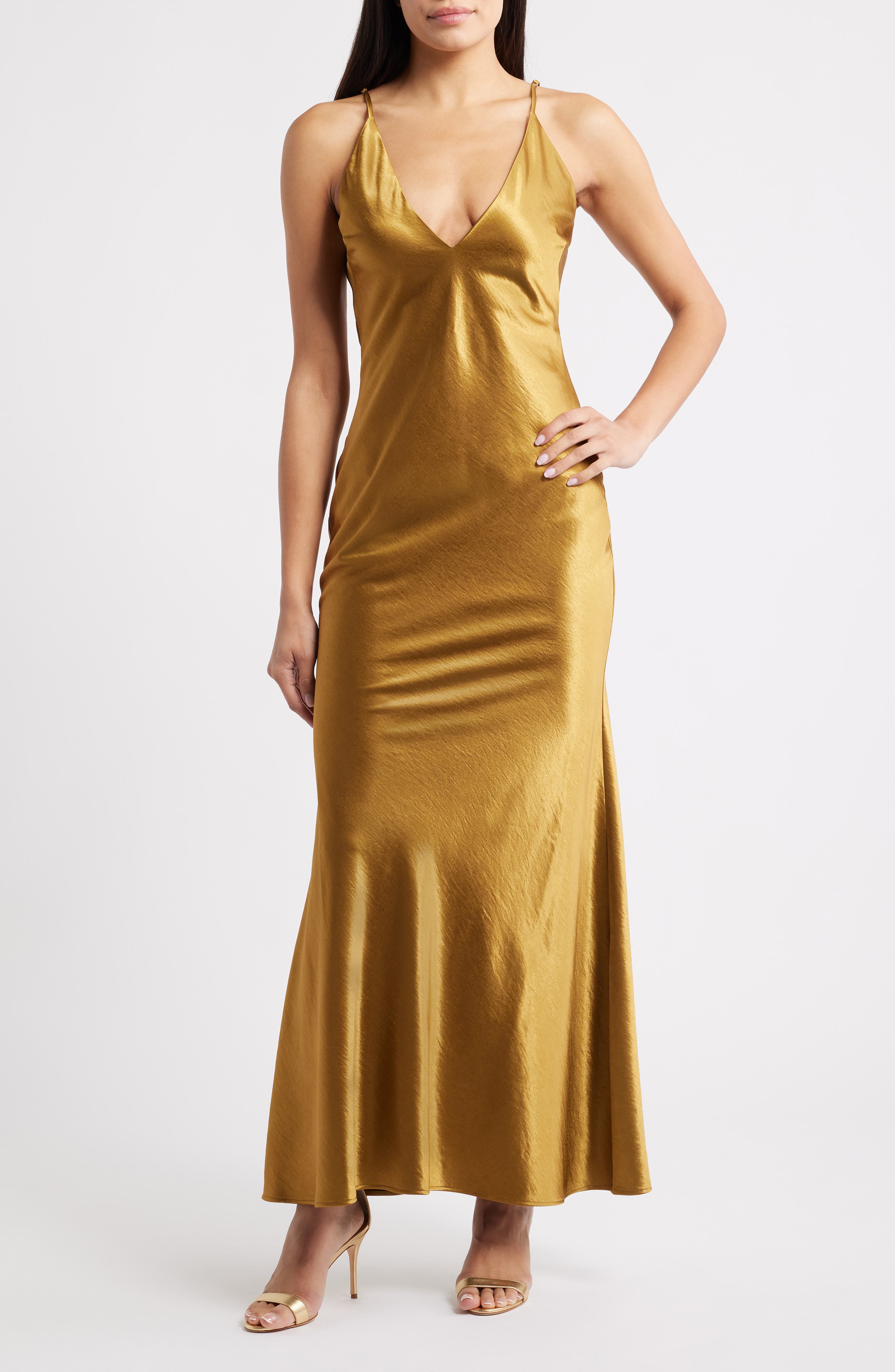 Zadie Bias Cut Satin Maxi Cocktail Slipdress