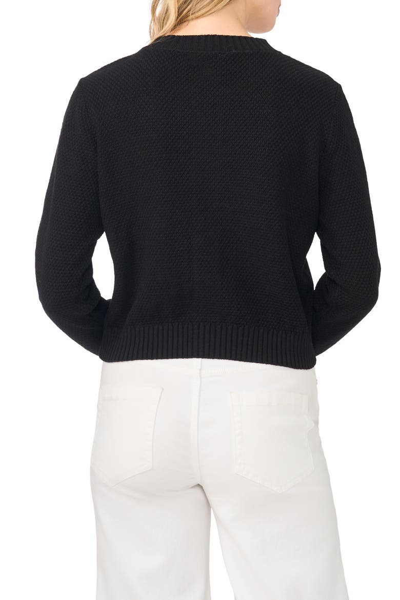 Embroidered Cotton Blend Cardigan, Alternate, color, RICH BLACK