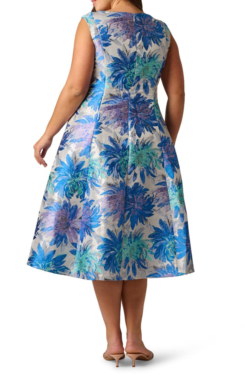 Adrianna Papell Metallic Jacquard Sleeveless Midi Dress, Alternate, color, 