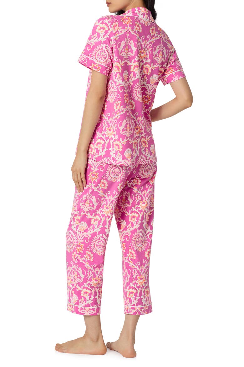 Print Stretch Organic Cotton Crop Pajamas, Alternate, color, LUXE LEOPARD