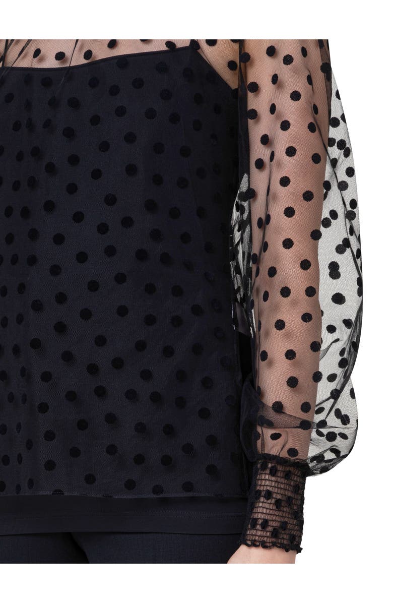 Akris punto Velvet Polka Dot Tulle Blouse, Alternate, color,