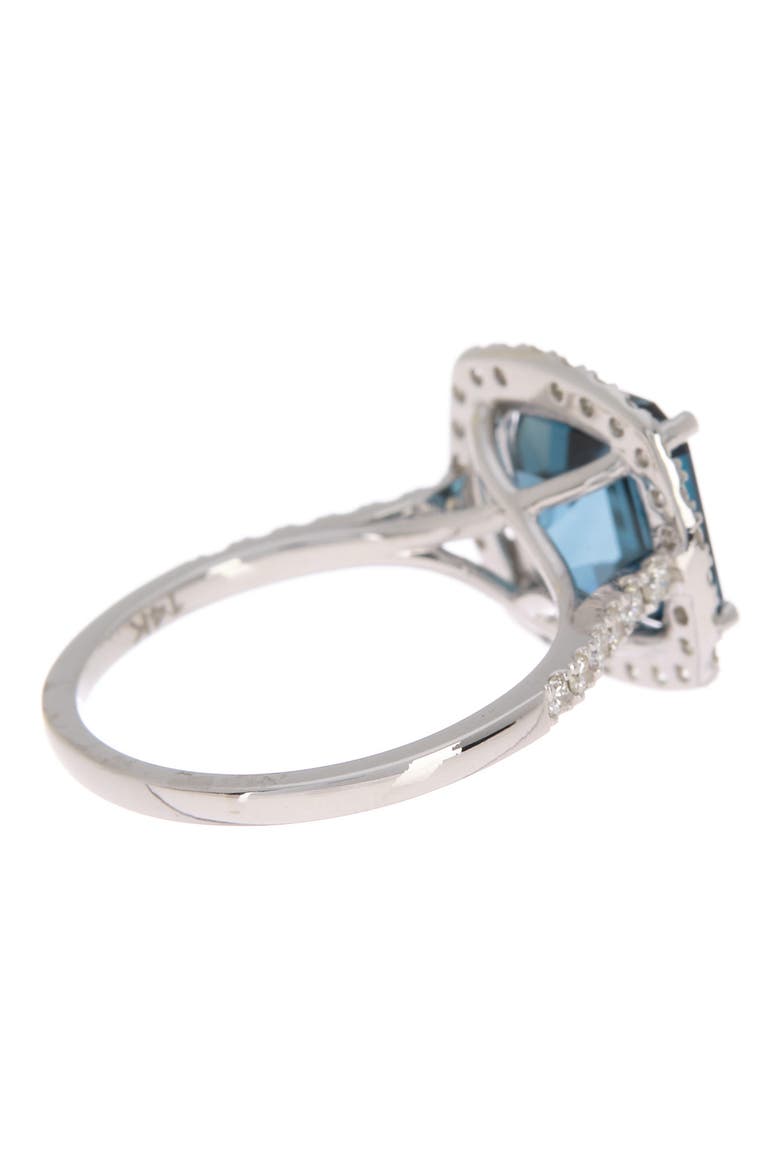 14K White Gold Asscher Cut London Blue Topaz Diamond Ring, Alternate, color, BLUE