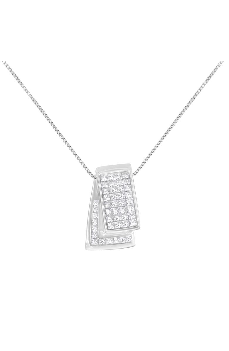 Haus of Brilliance 14K Gold 1.0 Cttw Princess Cut Diamond Foldover Box Pendant Necklace, Main, color, White