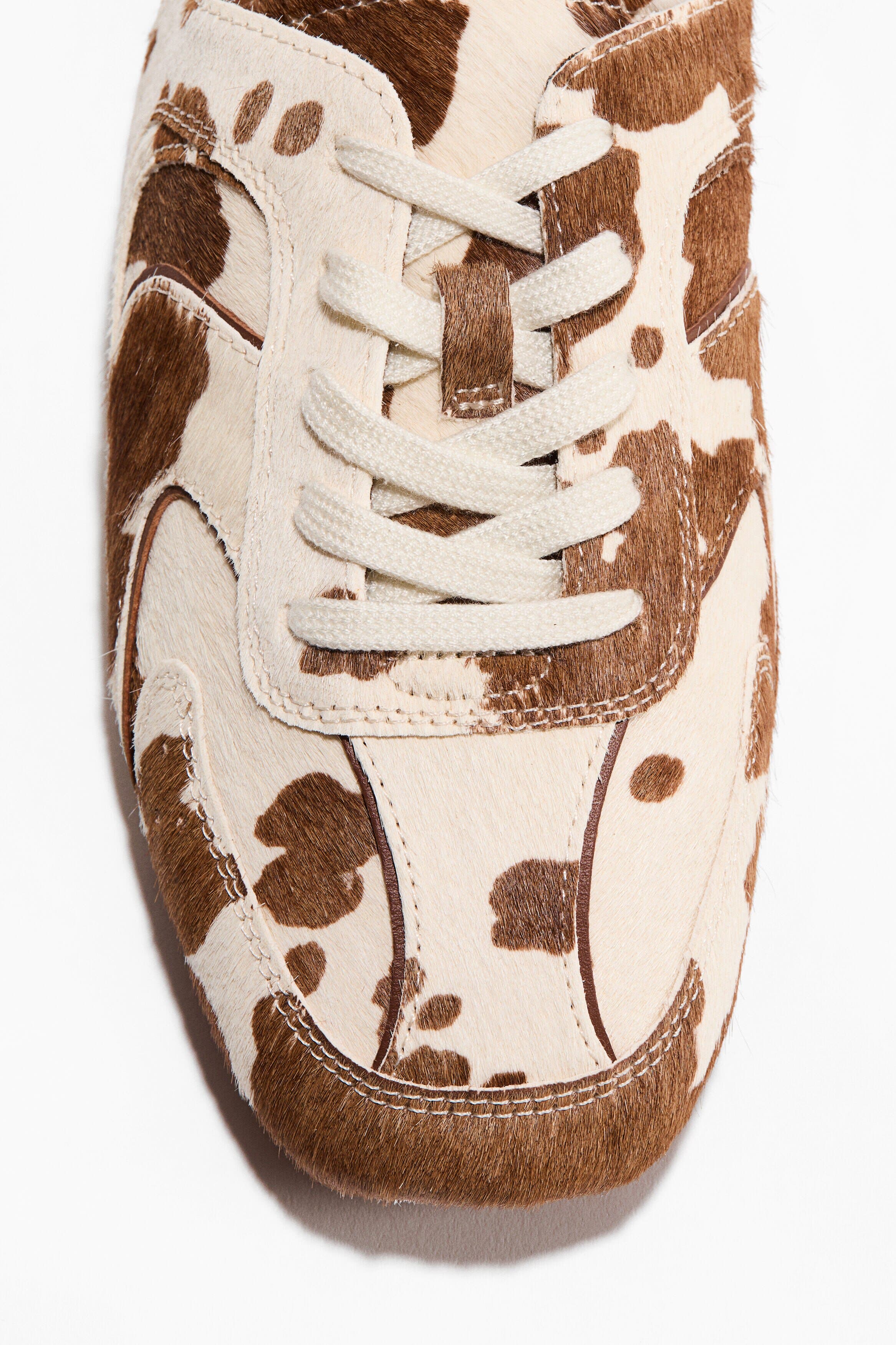 H&M Trainer-style Leather Mules, Alternate, color, Brown/Cowhide Print