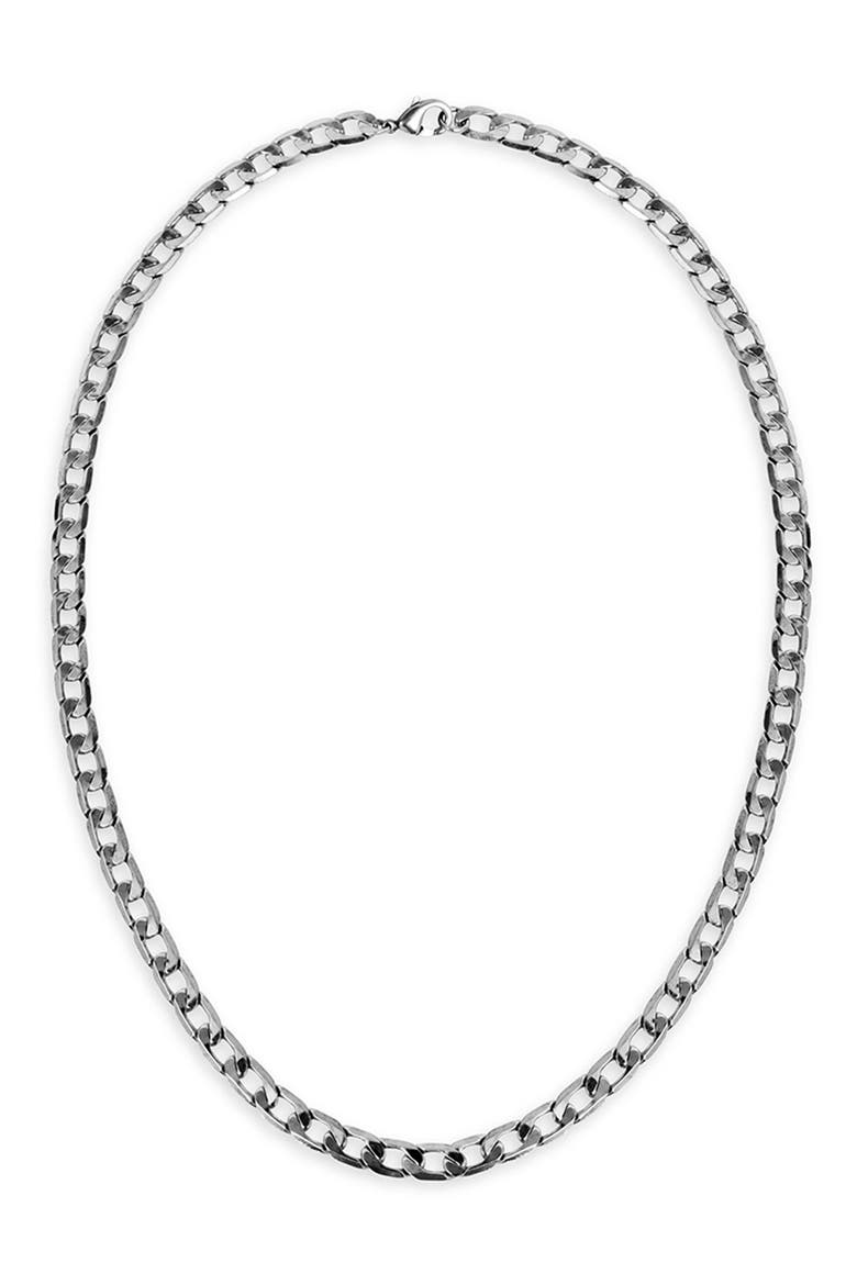 Men's Cuban Chain Necklace, Main, color, SILVER