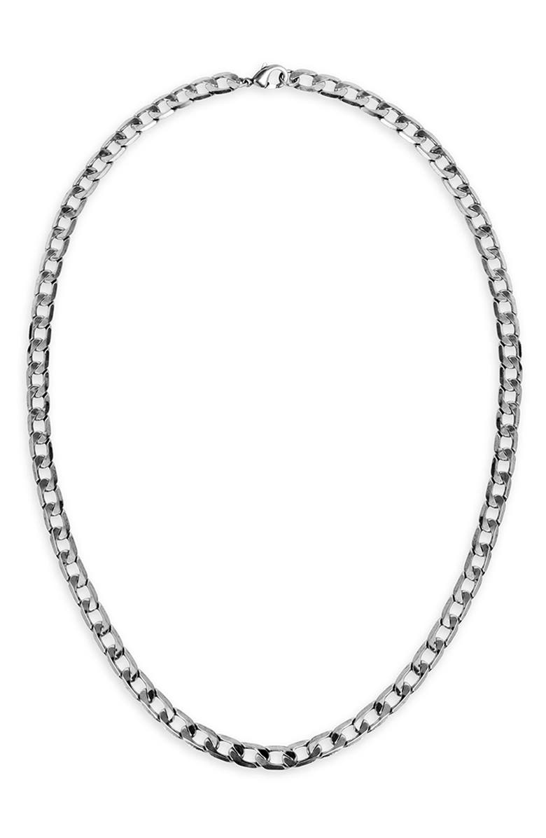 TWOJEYS Men's Cuban Chain Necklace, Main, color, Silver