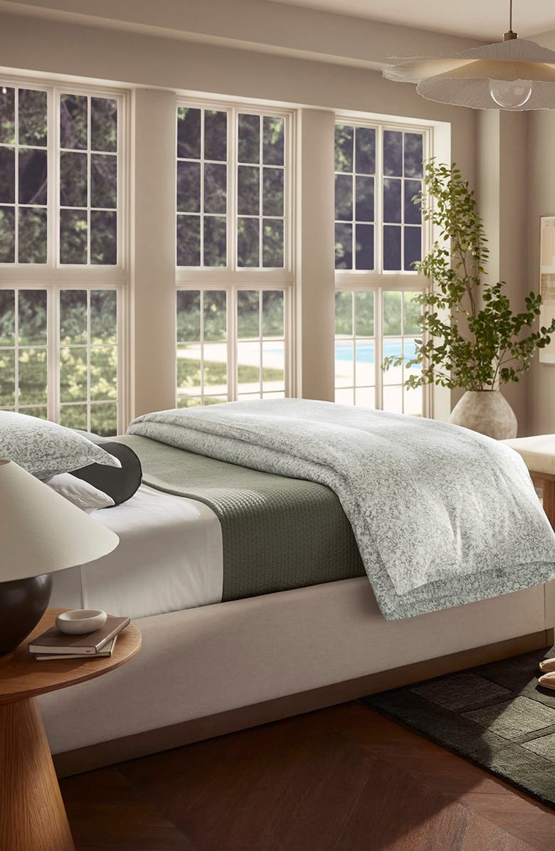 Boll & Branch Signature Texture Stitch Organic Cotton Sham, Alternate, color, Sage Leaf