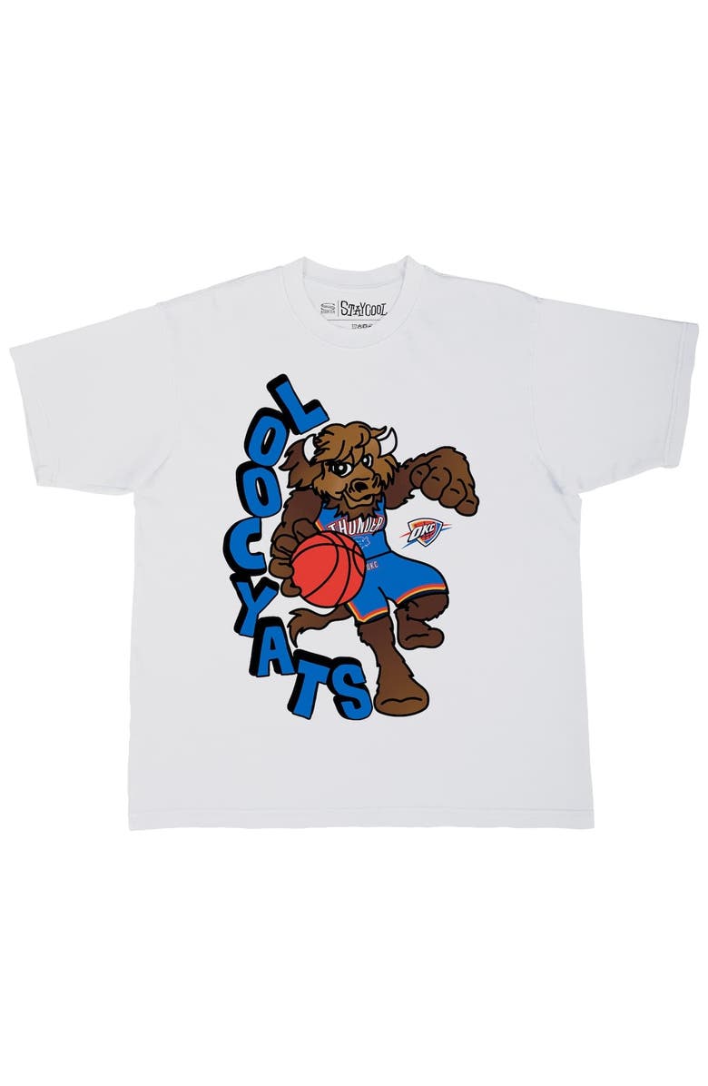 Stadium Essentials Men's Stadium Essentials White Oklahoma City Thunder NBA x Staycool Mascot Oversized T-Shirt, Alternate, color, White