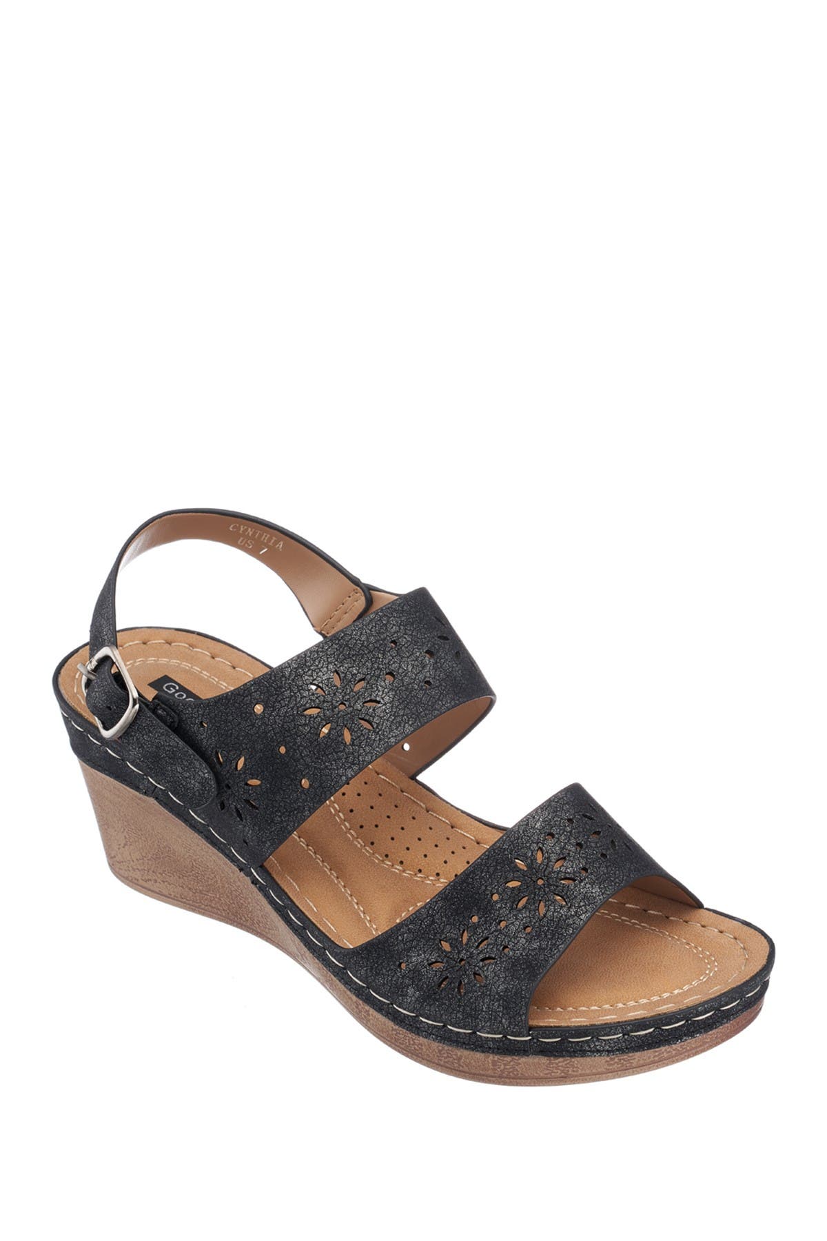 GOOD CHOICE NEW YORK Cynthia Laser Cut Wedge Sandal (Women) | Nordstromrack
