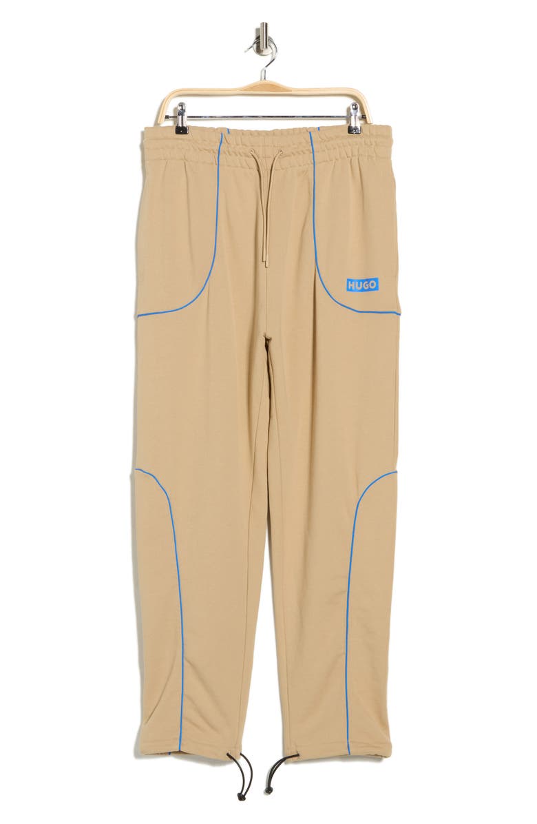 HUGO Nippie Piped Trim Cotton Pants, Alternate, color, Beige