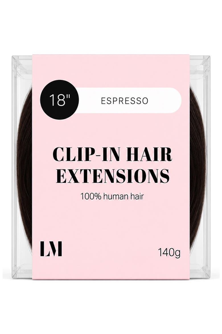 18-Inch Clip-In Human Hair Extensions, Main, color, ESPRESSO